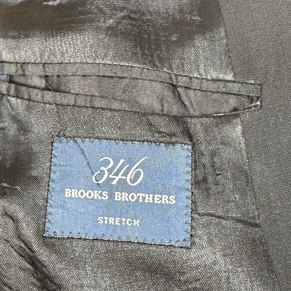 Brooks Brothers 346 Suit Blazer 41S Black Wool Blend 3‎ Button Stretch